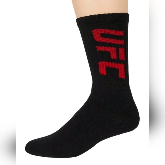UFC Crew Socks Bundle New NWT Black Red One Size, 6 Pairs - Picture 1 of 4